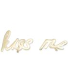 Kiss Me Cursive Stud Earrings In 10k Gold