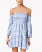 American Rag Printed Off-the-shoulder Fit & Flare Dress, Created For Macy's
