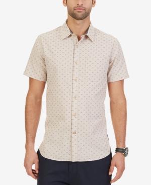 Nautica Men's Chambray Patterned Slim Fit Short-sleeve Shirt
