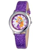 Disney Watch, Kid's Glitz Rapunzel Purple Glitter Leather Strap 31mm W000409