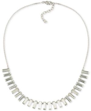 Abs By Allen Schwartz Silver-tone Baguette Crystal Necklace