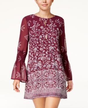 Speechless Juniors' Printed Lace-up Shift Dress