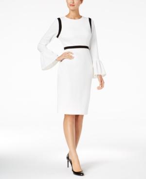 Calvin Klein Colorblocked Bell-sleeve Sheath Dress