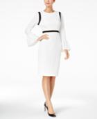 Calvin Klein Colorblocked Bell-sleeve Sheath Dress