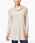 Style & Co. Petite Cowl-neck Lace Sweater, Only At Macy's