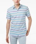 Tommy Hilfiger Men's Custom-fit Striped Short-sleeve Shirt