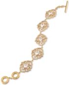 Carolee Gold-tone Filigree Crystal Link Bracelet