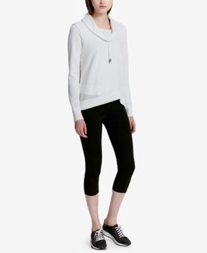 Calvin Klein Performance Cotton Cowl-neck Crossover Hem Fleece Top