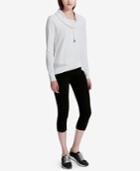 Calvin Klein Performance Cotton Cowl-neck Crossover Hem Fleece Top