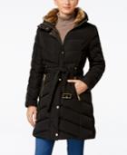 Cole Haan Faux-fur-collar Belted Down Puffer Coat