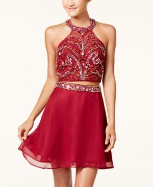 Crystal Doll Juniors' 2-pc. Beaded Halter Dress