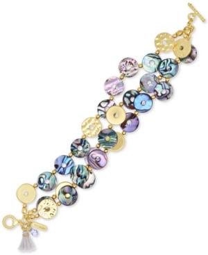 Lonna & Lilly Gold-tone Abalone Shell Triple Strand Bracelet