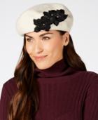 August Hats Wool Floral-applique Beret