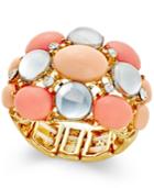 Inc International Concepts Gold-tone Pink Bead Bubble Stretch Ring, Only At Macy's