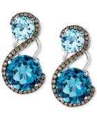 Le Vian Chocolatier Crazy Collection Blue Topaz (7-5/8 Ct. T.w.) And Diamond (3/8 Ct. T.w.) Drop Earrings In 14k White Gold