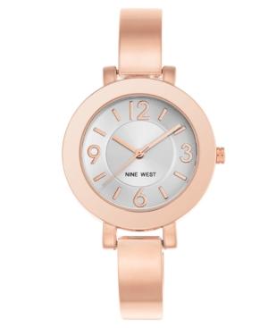 Nine West Women's Rose Gold-tone Bangle Bracelet Watch 34mm