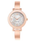 Nine West Women's Rose Gold-tone Bangle Bracelet Watch 34mm