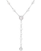Arabella Cultured Freshwater Pearl (4-8mm) And Swarovski Zirconia Lariat Necklace In Sterling Silver