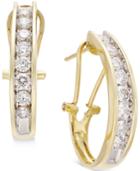 Diamond J Hoop Earrings (1 Ct. T.w.) In 10k Gold, White Gold Or Rose Gold