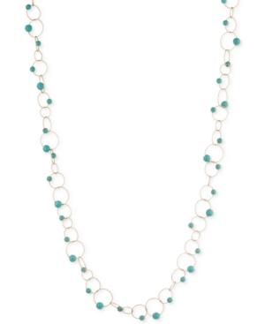 Anne Klein Gold-tone Interlocked Link Beaded Long Length Necklace