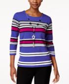 Alfred Dunner Striped Necklace Top