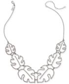 I.n.c. Silver-tone Pave Palm Leaf Statement Necklace, 20 + 3 Extender, Created For Macy's