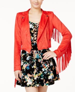 Material Girl Juniors' Faux-suede Fringe Moto Jacket, Only At Macy's