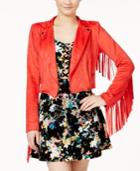 Material Girl Juniors' Faux-suede Fringe Moto Jacket, Only At Macy's