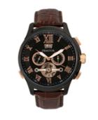 Heritor Automatic Hudson Black & Brown Leather Watches 47mm