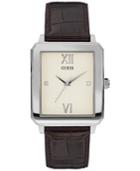 Guess Men's Brown Leather Strap Watch 35mm U0918g1