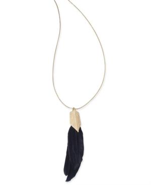 Inc International Concepts Gold-tone Feather Pendant Necklace, Only At Macy's