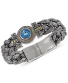 Balissima By Effy Blue Topaz (4 Ct. T.w.) And Diamond (1/5 Ct. T.w.) Braided Bracelet In Sterling Silver & 18k Gold