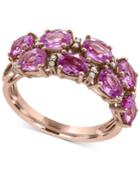Effy Pink Sapphire (3-7/8 Ct. T.w.) And Diamond Accent Ring In 14k Rose Gold, Created For Macy's