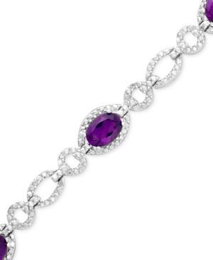 Sterling Silver Amethyst (5 Ct. T.w.) And Diamond Accent Bracelet