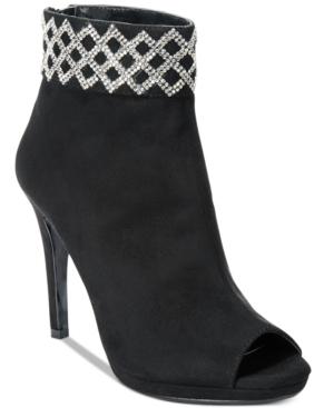 Caparros Electra Embellished-cuff Peep-toe Booties Women's Shoes