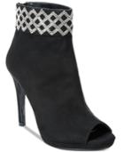 Caparros Electra Embellished-cuff Peep-toe Booties Women's Shoes