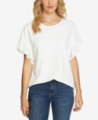 Cece Mixed Media Pleated-trim Top