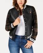 Guess Lexia Embellished Faux-leather Varsity Jacket