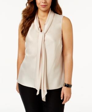 Kasper Plus Size Tie-neck Blouse