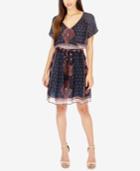 Lucky Brand Printed Surplice Tie Waist Dress
