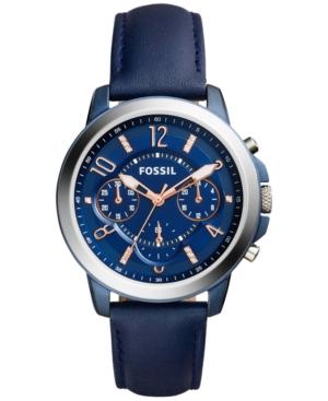 Fossil Women's Chronograph Gwynn Blue Leather Strap Watch 38mm Es4131