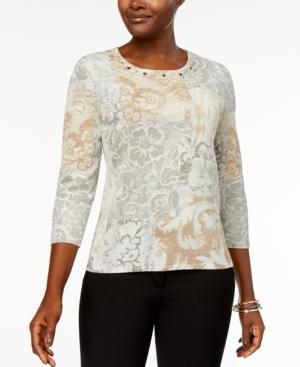 Alfred Dunner Embellished Printed Sweater