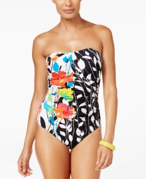 Anne Cole Growing Floral-print Bandeau One-piece Swimsuit Women's Swimsuit