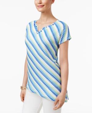 Alfred Dunner Zigzag Striped Asymmetrical Top