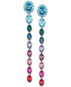 Swarovski Silver-tone Multi-color Crystal Linear Drop Earrings