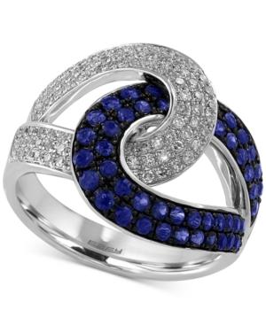 Effy Sapphire (3/4 Ct. T.w.) And Diamond (3/8 Ct. T.w.) Loop Ring In 14k White Gold