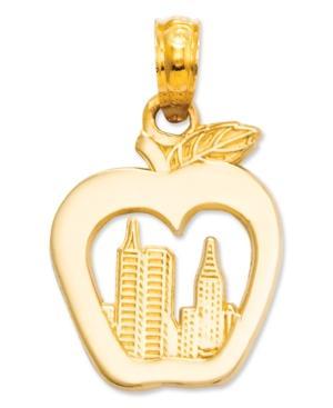 14k Gold Charm, New York Skyline In Apple Charm
