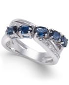 Sapphire (2 Ct. T.w.) & Diamond (1/10 Ct. T.w.) Crisscross Ring In 14k White Gold