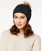 Steve Madden Faux-fur Cable Knit Cuff Hat