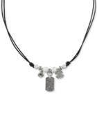 Lucky Brand Silver-tone Leather Charm Pendant Necklace, 16-1/2 + 2 Extender